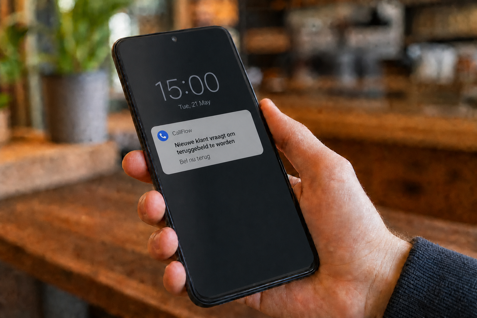 Telefoon voor CallFlow-melding: Nieuwe klantverzoeken Contact - Bel nu terug