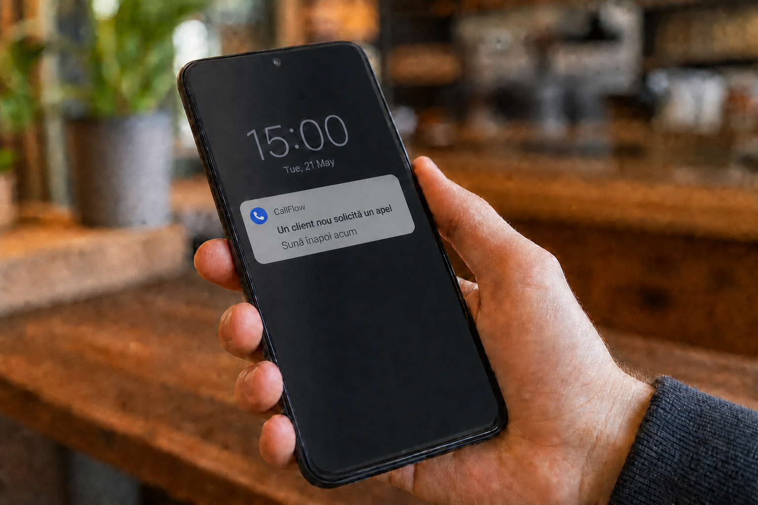 Telefon de notificare CallFlow: Solicitări clienți noi Contact - Sunați înapoi acum